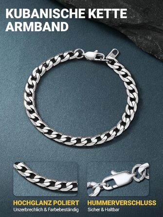 Чоловічий браслет-ланцюг PROSTEEL з нержавіючої сталі, класичний панцирний стиль, сріблястий, 19 см, ширина 6 мм