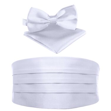 Комплект підтяжок та метелика для смокінга білий (3 предмети) – елегантний аксесуар для урочистих подій