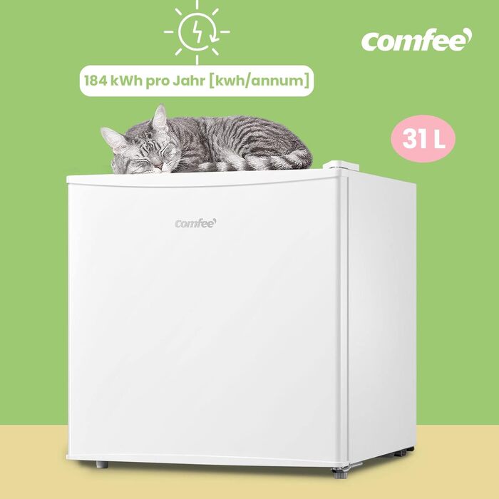 Mini холодильник Comfee RCD50WH2(E) 43L з відділенням для льоду, білий. Холодильник для кімнати та офісу, швидке охолодження, регулювання температури, енергоефективний (F)