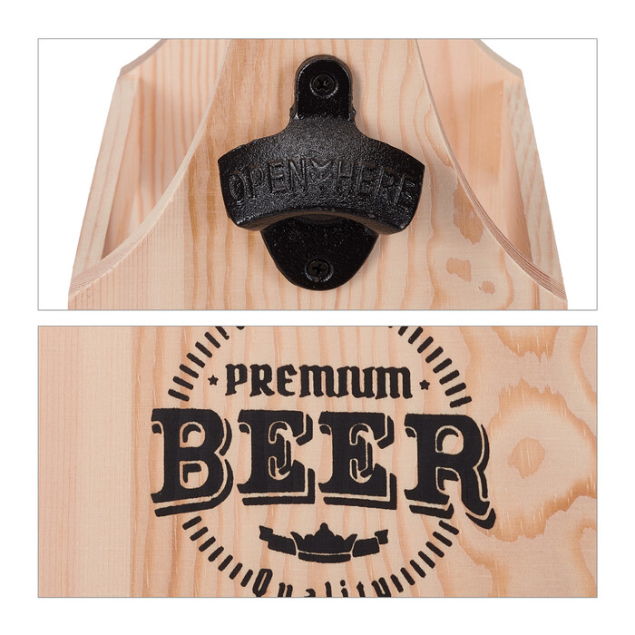 Wooden Beer Caddy with Bottle Opener