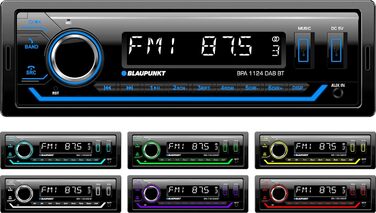Автомагнітола Blaupunkt BPA 1124 DAB+ Bluetooth, 1-DIN, 200 Вт, 2xUSB, Aux, мультиколір, гучний зв'язок