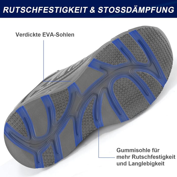 Чоловічі робочі черевики: захисні черевики зі сталевим підноском, з пряжкою та шнурівкою, неслизькі, легкі (44 EU, сірий)