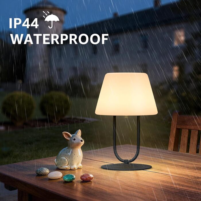 MALUX Акумуляторна настільна лампа LED, водонепроникна IP44, портативна, з димуванням та USB-C зарядкою (Конус)