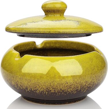 Керамічна попільничка для сигарет з кришкою, ретро-дизайн, для вулиці та дому, жовта