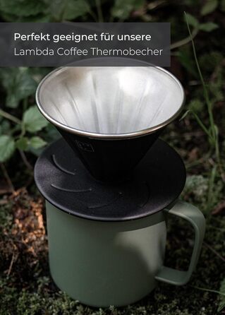 Многоразовий кавовий фільтр LAMBDA COFFEE SIERRA V01, нержавіюча сталь, чорний, для кемпінгу, з карабіном
