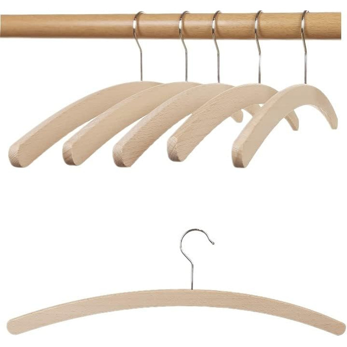 HAGSPIEL Clothes Hanger made of Beechwood, Simple Hanger raw, 42 cm long, very space-saving, with galvanized screw hook Made in Austria (EU) (30, Standard raw)