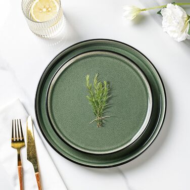 Набір керамічного посуду AmorArc (24 шт.) для 8 осіб: тарілки та миски, реактивна глазур, стійкий до сколів та тріщин, придатний для миття в посудомийній машині та використання в мікрохвильовій печі. Сервіз для 8 осіб (24-teilig), колір: матовий чорний не