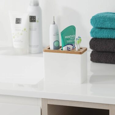 Підставка для електричної зубної щітки Sealskin Grace, органайзер для щітки, насадок та пасти, полирезин, білий, 6 x 12.3 x 10.2 см