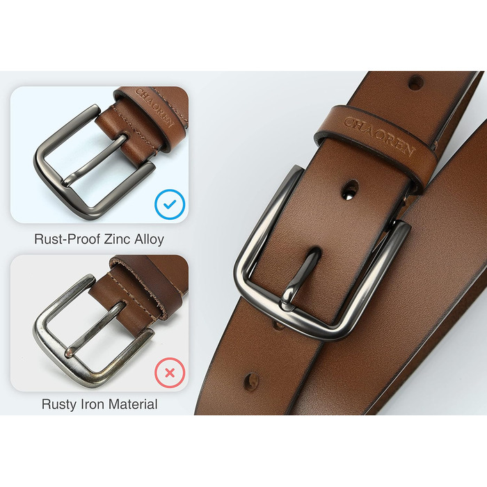 Чоловічий шкіряний ремінь CHAOREN чорного кольору, 35 мм, для джинсів, м'яка шкіра