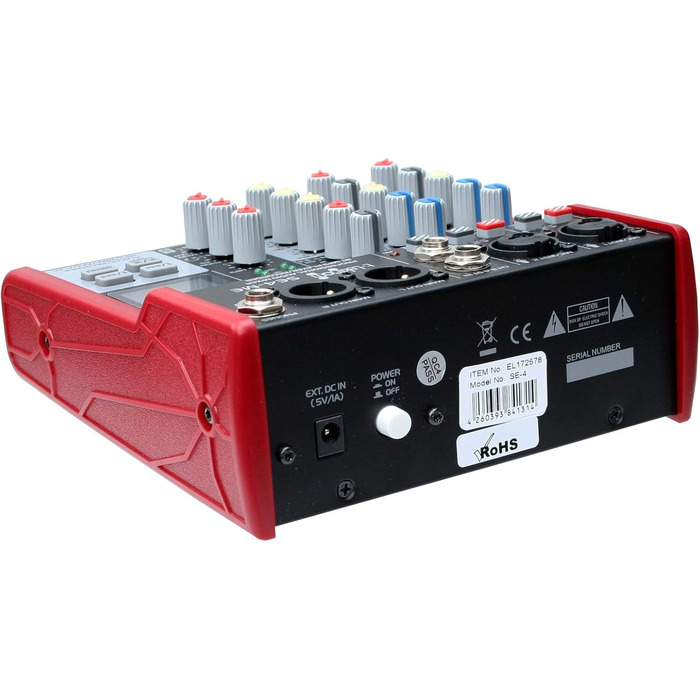 E-Lektron SE-4 Мікшерний пульт 2-канальний + стерео, USB, Bluetooth, звукова карта, фантомне живлення