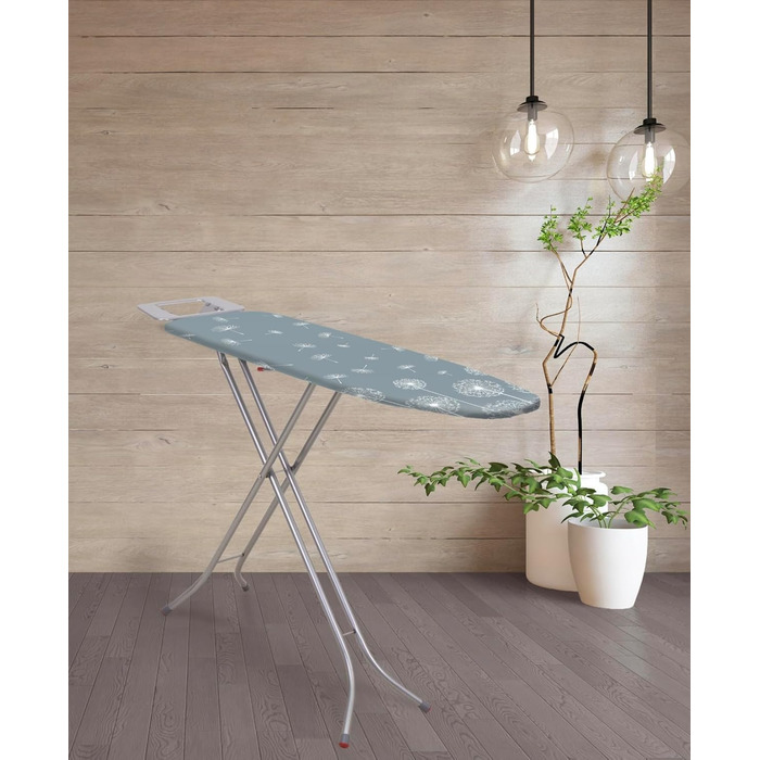 Складане прасувальне щитове полотно Basic, 114x34 см з металевою сіткою, з підкладкою з 5 мм піною та полицею для праски, з антиковзними ніжками