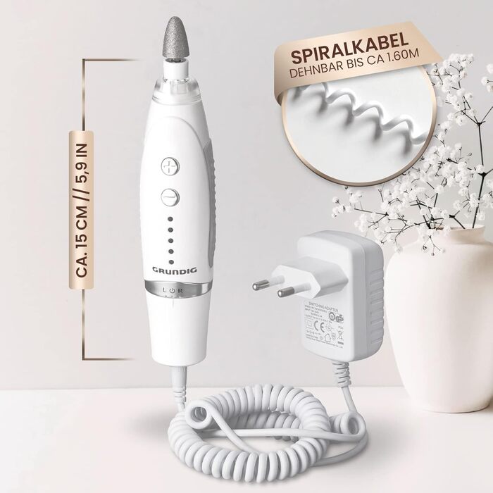 Набір для манікюру та педикюру Grundig електричний - 17 предметів, сапфірове насадки, LED-підсвічування, можливість повторного замовлення, електрична пилка для нігтів