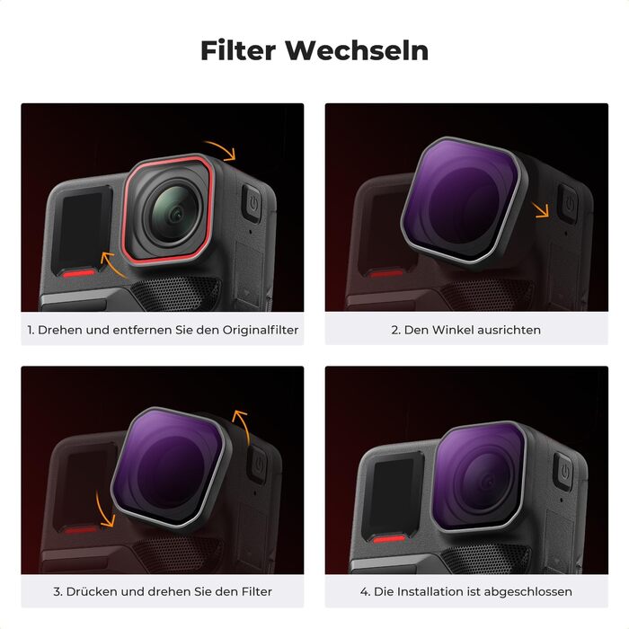 Набір фільтрів K&F CONCEPT ND+PL для Insta360 Ace Pro 2: нейтральні та поляризаційні фільтри, оптика HD, багатошарове покриття (ND8+ND16+ND32+PL)