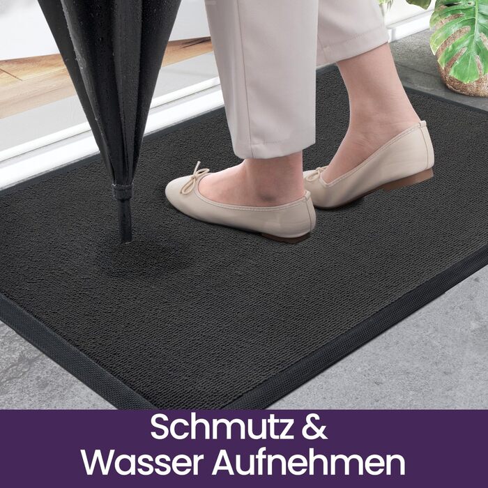 Килимок для дому та вулиці DEXI, 60x90 см, сірий - вологостійкий, неслизький, миючий