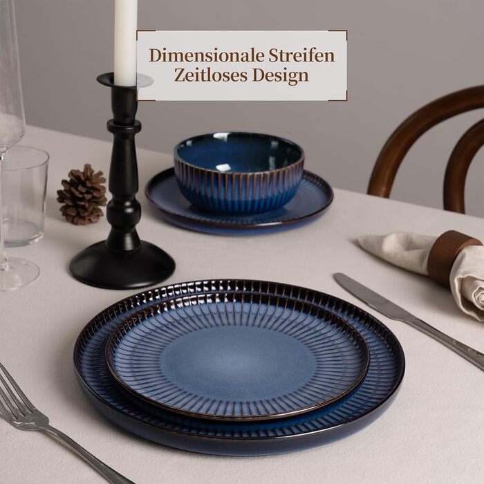 Набір посуду Starlight, 18 предметів: тарілки для 6 осіб, рельєфний, мікрохвильова піч та посудомийна машина, анти-подряпини, реактивна глазур, матовий бежево-білий