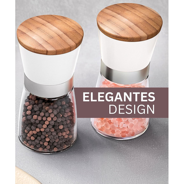 Мельниця для солі та перцю Hannah's Homebrand з керамічним механізмом - міцна для великої солі, без вмісту (Сніжинка, 2 шт.)