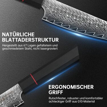 Ніж кухонний японський Kiritsuke Damast Plys 20 см, сталь VG10, 67 шарів, рукоятка G10, подарункова коробка