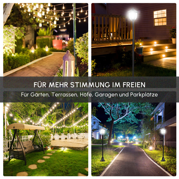 Outsunny Solar Garden Lantern Pathway Light with LED 40 Lumens Black 18 x 18 x 160cm | Aosom