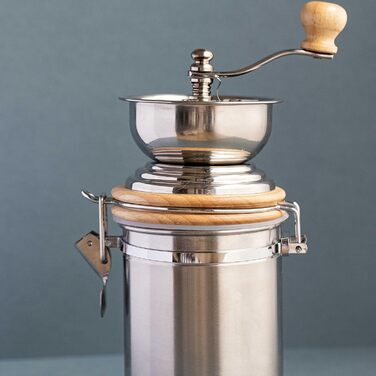 Традиційна кавомолка La Cafetière з нержавіючої сталі, срібляста