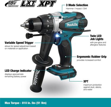 Ударна дриль Makita 18V безщіткова 13 мм DHP458Z (продається окремо)