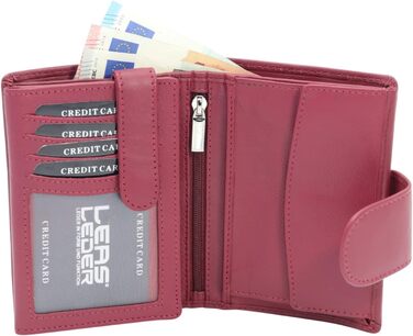 LEAS Women's and Men's Card Holders with Outer Flap in Portrait Format, Genuine Leather, Red Special Edition, Red, 12.5x9cm