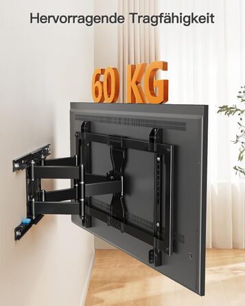 Настінне кріплення для телевізора ELIVED Ultra Slim 37-90 дюймів, поворотне, VESA 600x400, до 60 кг