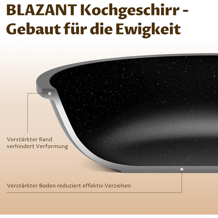 Набір індукційних каструль 10 предметів з гранітним покриттям, антипригарні сковороди з кришками, алюмінієвий посуд для всіх типів плит, жаростійкий, без PFAS