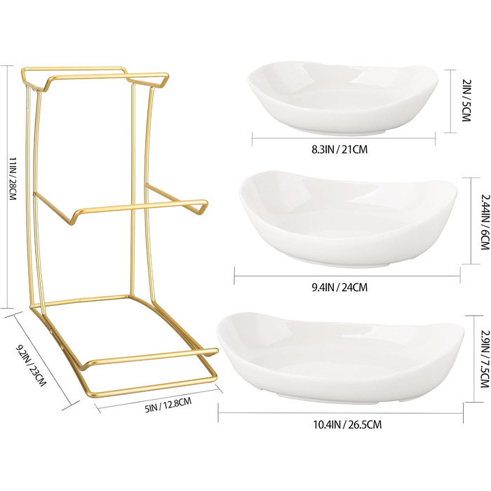 Керамічна фруктова ваза XUDREZ з металевим підставкою, 3 яруси - для фруктів, овочів, закусок