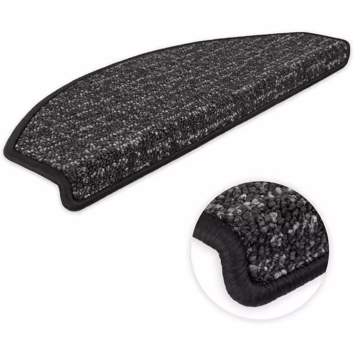Kettelservice-Metzker Stair Treads, Stair Carpet Sonata, Half-Round, Anthracite, 16 Pieces