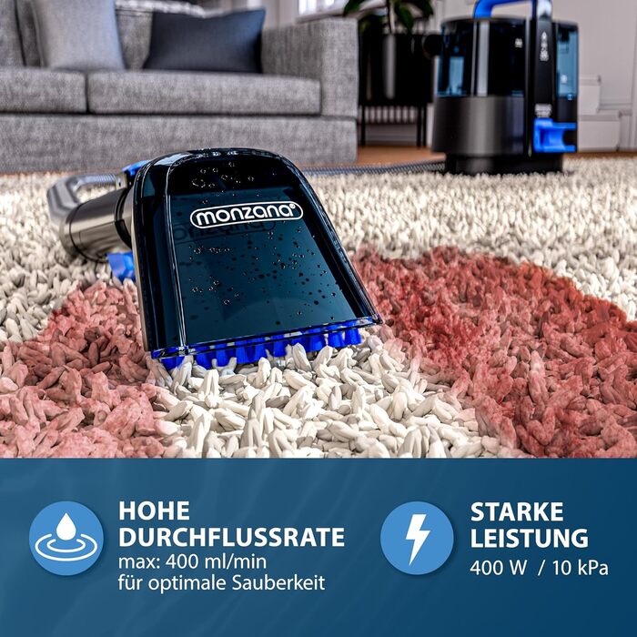 MONZANA® Апарат для чищення м'яких меблів та килимів - пилосос для миття з насадкою 2-в-1, шланг 1,2 м, радіус дії 5,5 м. Для дому
