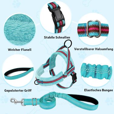 Шлейка для собак SlowTon з повідком, анти-тягуча, регульована, світловідбиваюча, для цуценят, собак середніх та малих порід, зелена (XS, світло-зелена)