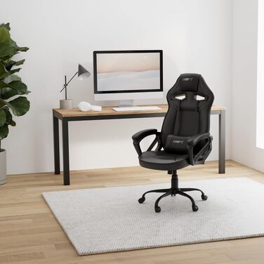 Ігрове крісло DRIFT GAMING DR50 (DR50BL) професійне, регулювання висоти, гойдальний механізм, м'які підлокітники, штучна шкіра, чорне, 67x122-131x67 см
