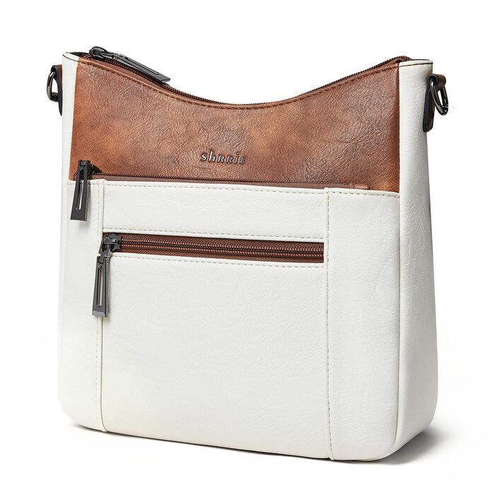 Сумка жіноча через плече Shrrie бежево-коричнева з ременем, екошкіра, трендова хобо-сумка для подорожей