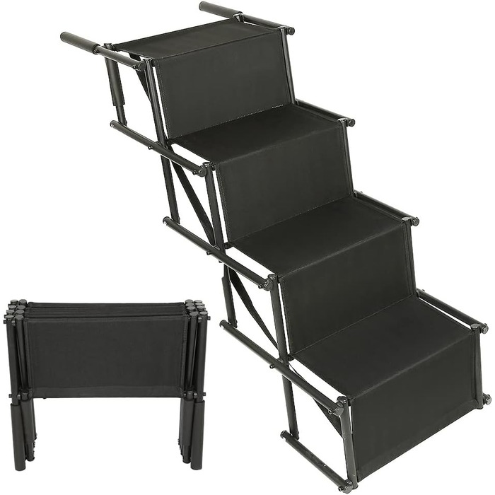 Східці для собак великих та маленьких порід, рампи для собак у машину, складані рампи для собак, неслизькі, до 80 кг, чорний