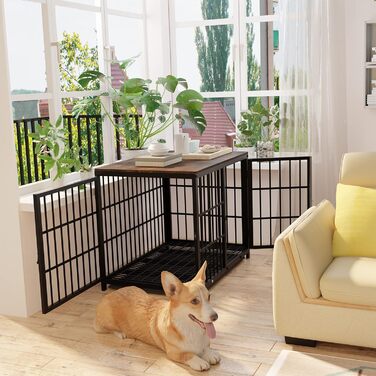 Клітка для собак BingoPaw Holz: дерев'яна клітка-шафка для собак маленьких порід, 3 дверцята, знімний піддон, 78x56x65 см, білий колір