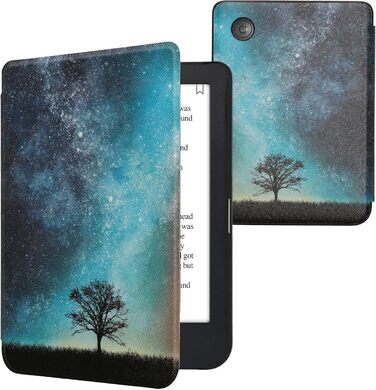 Чохол-книжка kwmobile для Kobo Clara 2E / Tolino Shine 4 - з єгипетськими ієрогліфами, золото-чорний (жовтий, помаранчевий, червоний)