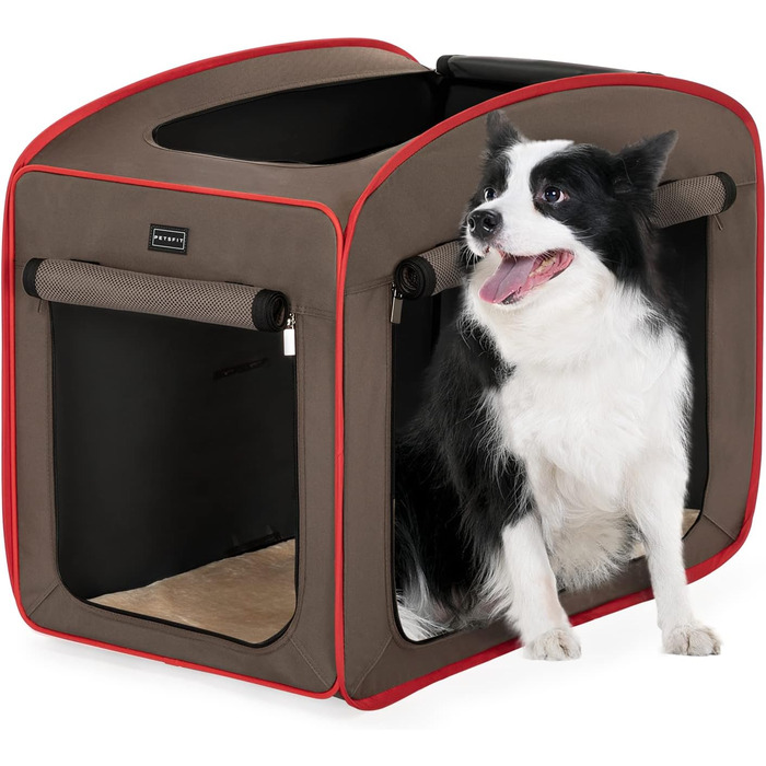 Складана переносна будка для собак Petsfit, 80x44x67 см, червоно-коричнева