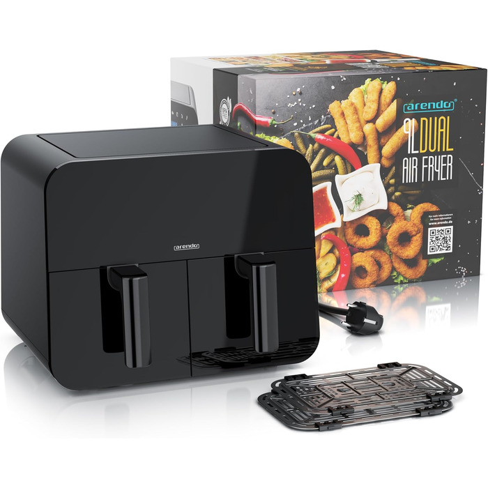 Фритюрниця Arendo Dual Zone 9L з 2 камерами - Airfryer з сенсорним екраном та 3D циркуляцією повітря