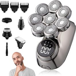 Електричний голєний апарат для чоловіків Glatzen, 5-в-1, вологостійкий, 8D, LED дисплей, набір для догляду