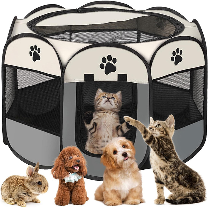 Складана переносна вольєр для собак та котів 74x74x43 см - ідеально для дому та вулиці