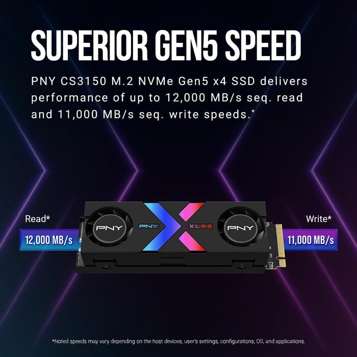 SSD PNY M.2 NVMe 2TB CS3150 з RGB Heatsink - 10300 MB/s