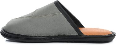 Чоловічі домашні тапочки з натуральної шкіри – зручні та теплі, ручної роботи, з антиковзною підошвою, розміри 41–47 (42 EU, сірі)