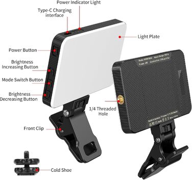 LED-відеолампа Newmowa NMW-80AI для селфі, TikTok, відеоконференцій та макіяжу, з датчиком світла