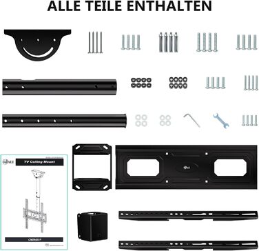 Кронштейн для телевізора WALI поворотний, настінний, 66-165 см (до 45 кг), VESA 400x400, чорний