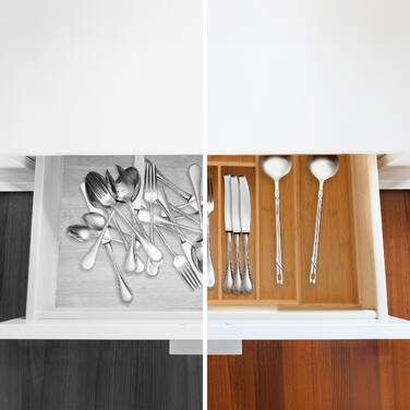 Relaxdays Extendable Bamboo Cutlery Box
