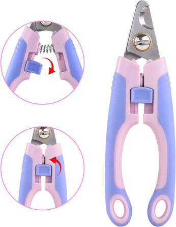 Професійна кусачка для собак та котів EooCoo, великих та середніх порід, з захистом, блокуванням та пилочкою для нігтів - ідеальний подарунок на Різдво, фіолетовий + рожевий