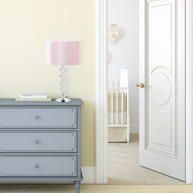 Relaxdays Table Lamp, Crystal and Velvet in Pink