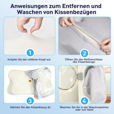 Подушка для шиї Fwoueot з піною з пам'яті, ортопедична, для сну на боці, спині та животі, блакитна