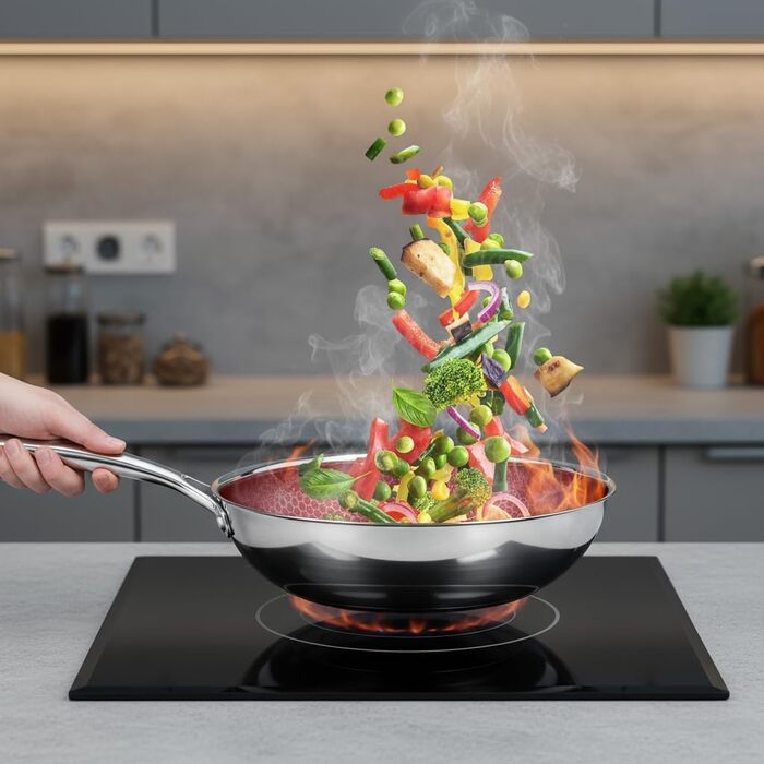 FIXLINE® Вок з антипригарним покриттям 28 см - без PTFE, для всіх плит (індукція), можна використовувати в духовці до 230°C, легко миється, ідеальний подарунок