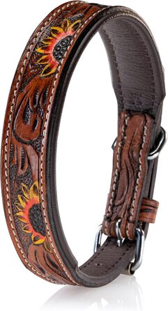 Стильний шкіряний нашийник для собак Джек Рассел від Unikat: ручна робота, з м'якою підкладкою. Нашийник з натуральної шкіри буйвола, для собак середніх порід. Розмір L (40-49.5 см)